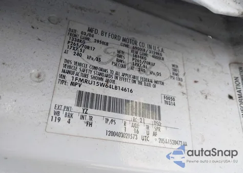 2004 Ford Expedition Xlt z USA, uszkodzony, nr VIN 1FMRU15W64LB14616